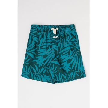 Pantaloni scurti cu model tropical si buzunare oblice Pantaloni scurti cu model tropical si buzunare oblice